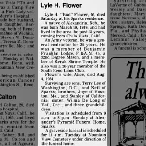 Lyle Henry Flower Obituary